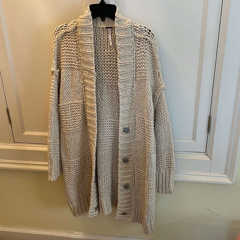 Free People Chunky Cable Knit Cardigan